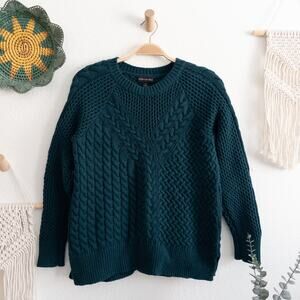 Banana Republic Glen Green Andes Wool Cable Knit Pullover Sweater Size Medium